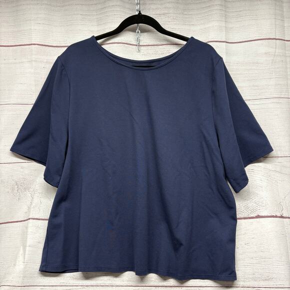 Ripley Rader Navy Ponte Knit Short Sleeve Top size 4+ US size 3X (18-20) - Picture 1 of 9